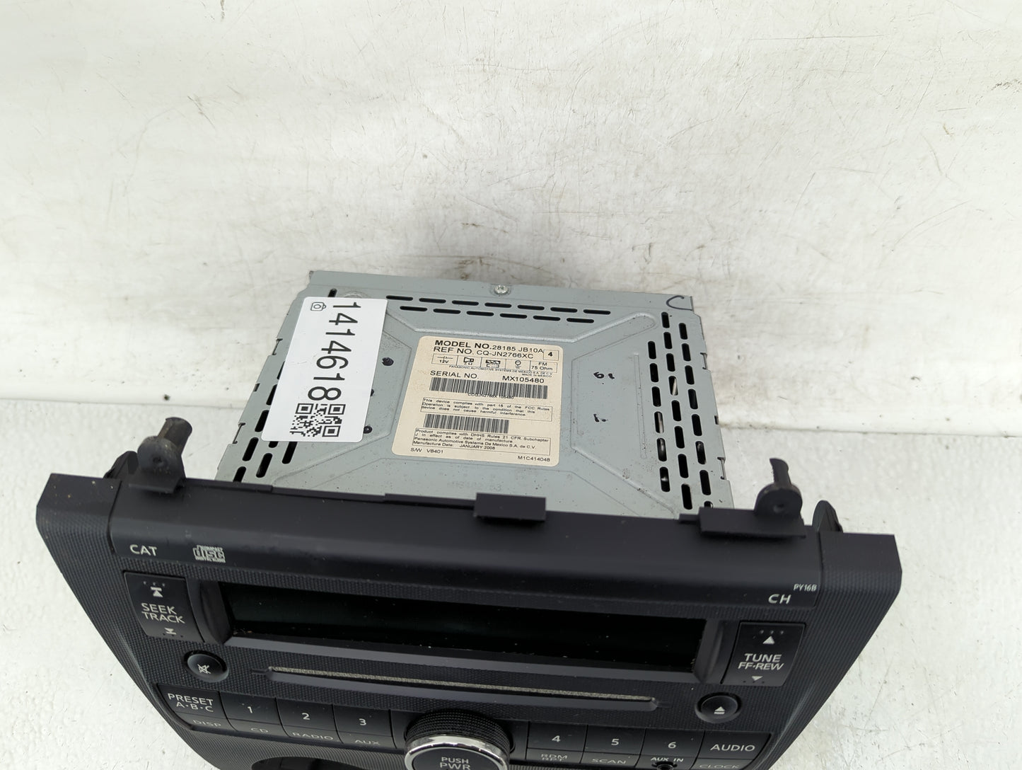 2008-2009 Nissan Altima Radio AM FM Cd Player Receiver Replacement P/N:28185 JB10A Fits Fits 2008 2009 OEM Used Auto Parts -