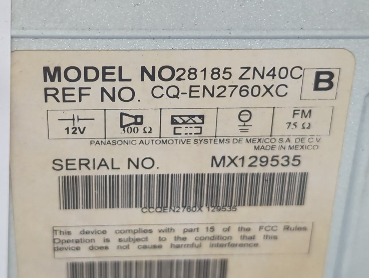 2007-2009 Nissan Altima Radio AM FM Cd Player Receiver Replacement P/N:28185ZN40C CQ-EN2760XC Fits Fits 2007 2008 2009 OEM U