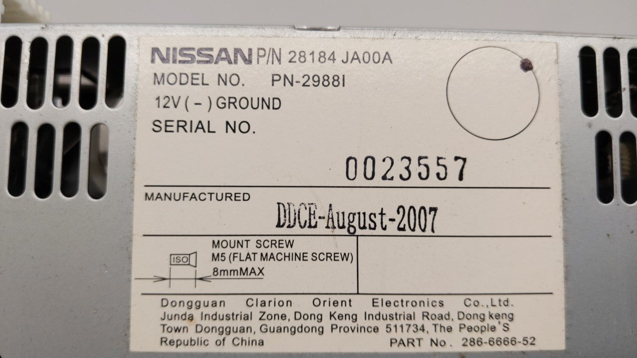 2007-2009 Nissan Altima Radio AM FM Cd Player Receiver Replacement P/N:28184 JA00A Fits Fits 2007 2008 2009 OEM Used Auto Pa