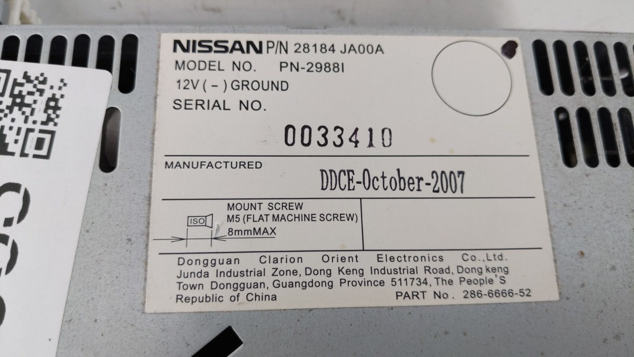 2007-2009 Nissan Altima Radio AM FM Cd Player Receiver Replacement P/N:28184-JA00A Fits Fits 2007 2008 2009 OEM Used Auto Pa