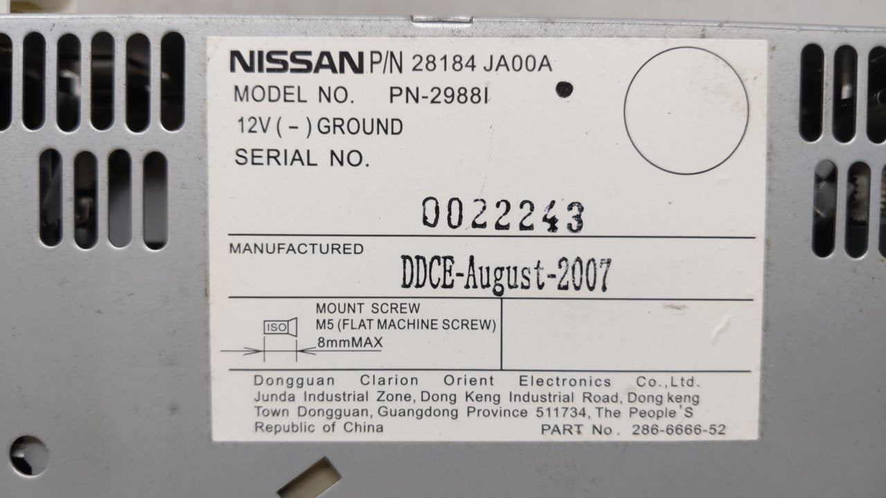 2007-2009 Nissan Altima Am Fm Cd Player Radio Receiver - Oemusedautoparts1.com