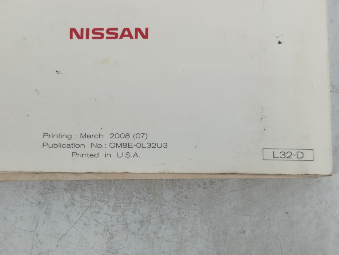 2008 Nissan Altima Owners Manual Book Guide P/N:OM8E-0L32U3 OEM Used Auto Parts - Oemusedautoparts1.com