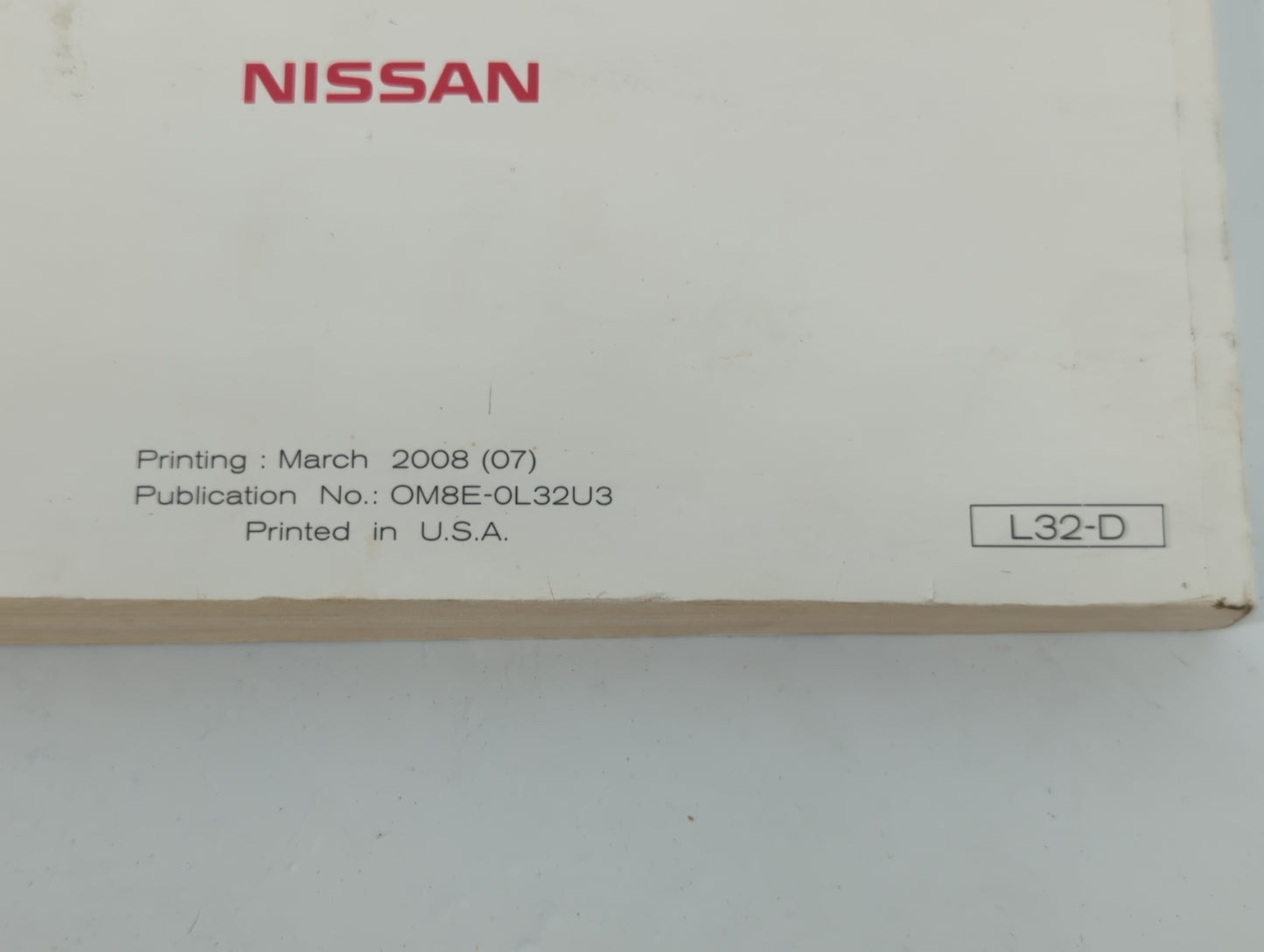 2008 Nissan Altima Owners Manual Book Guide P/N:OM8E-0L32U3 OEM Used Auto Parts - Oemusedautoparts1.com