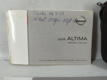 2008 Nissan Altima Owners Manual Book Guide OEM Used Auto Parts