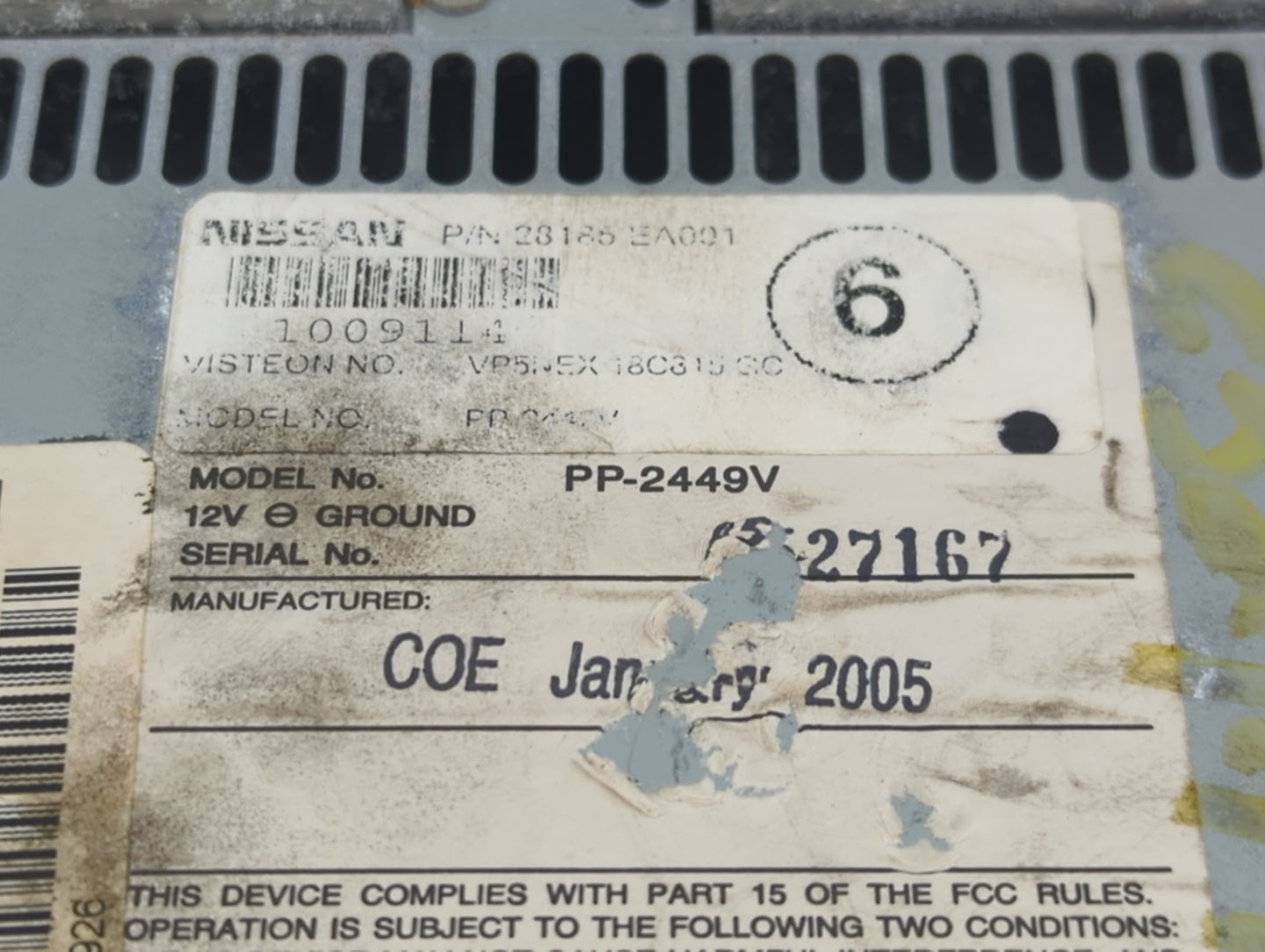 2005-2008 Nissan Frontier Radio AM FM Cd Player Receiver Replacement P/N:28185 EA001 Fits Fits 2005 2006 2007 2008 OEM Used 