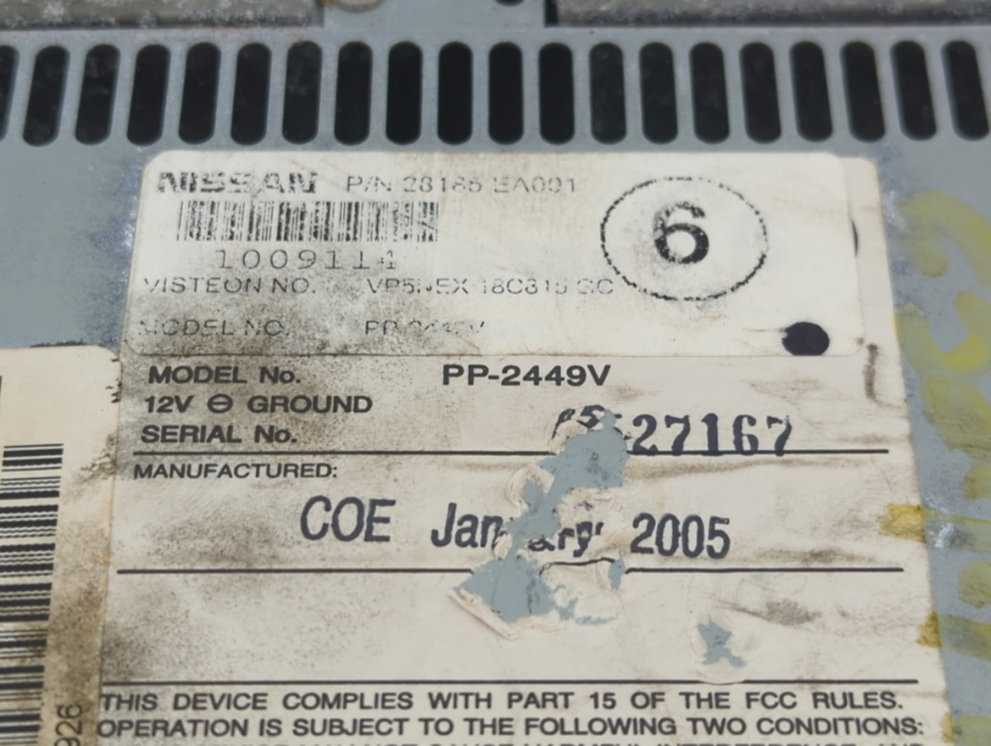 2005-2008 Nissan Frontier Radio AM FM Cd Player Receiver Replacement P/N:28185 EA001 Fits Fits 2005 2006 2007 2008 OEM Used 