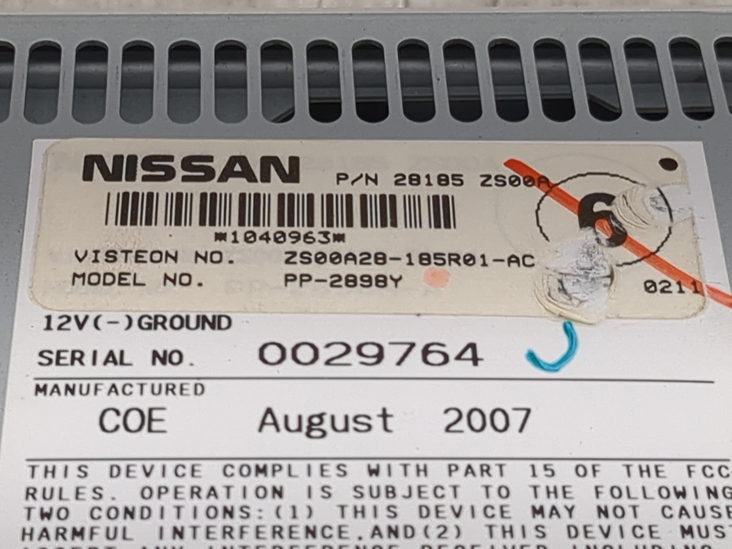2008-2013 Nissan Frontier Radio AM FM Cd Player Receiver Replacement P/N:28185 ZS00A ZS00A28-185R01-AC Fits OEM Used Auto Pa