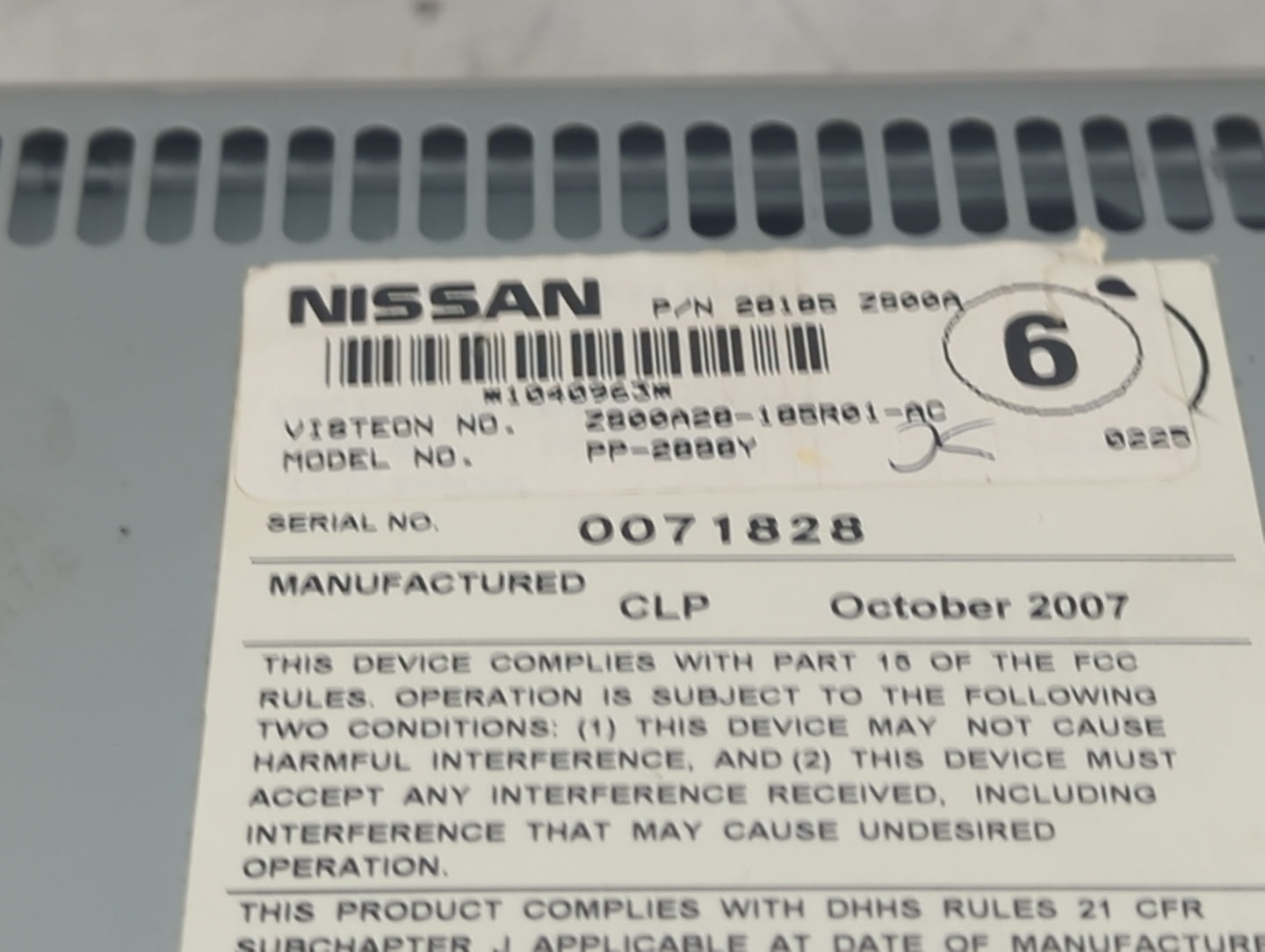 2008-2013 Nissan Frontier Radio AM FM Cd Player Receiver Replacement P/N:28185 ZS00A Z800A28-185R01-AC Fits OEM Used Auto Pa