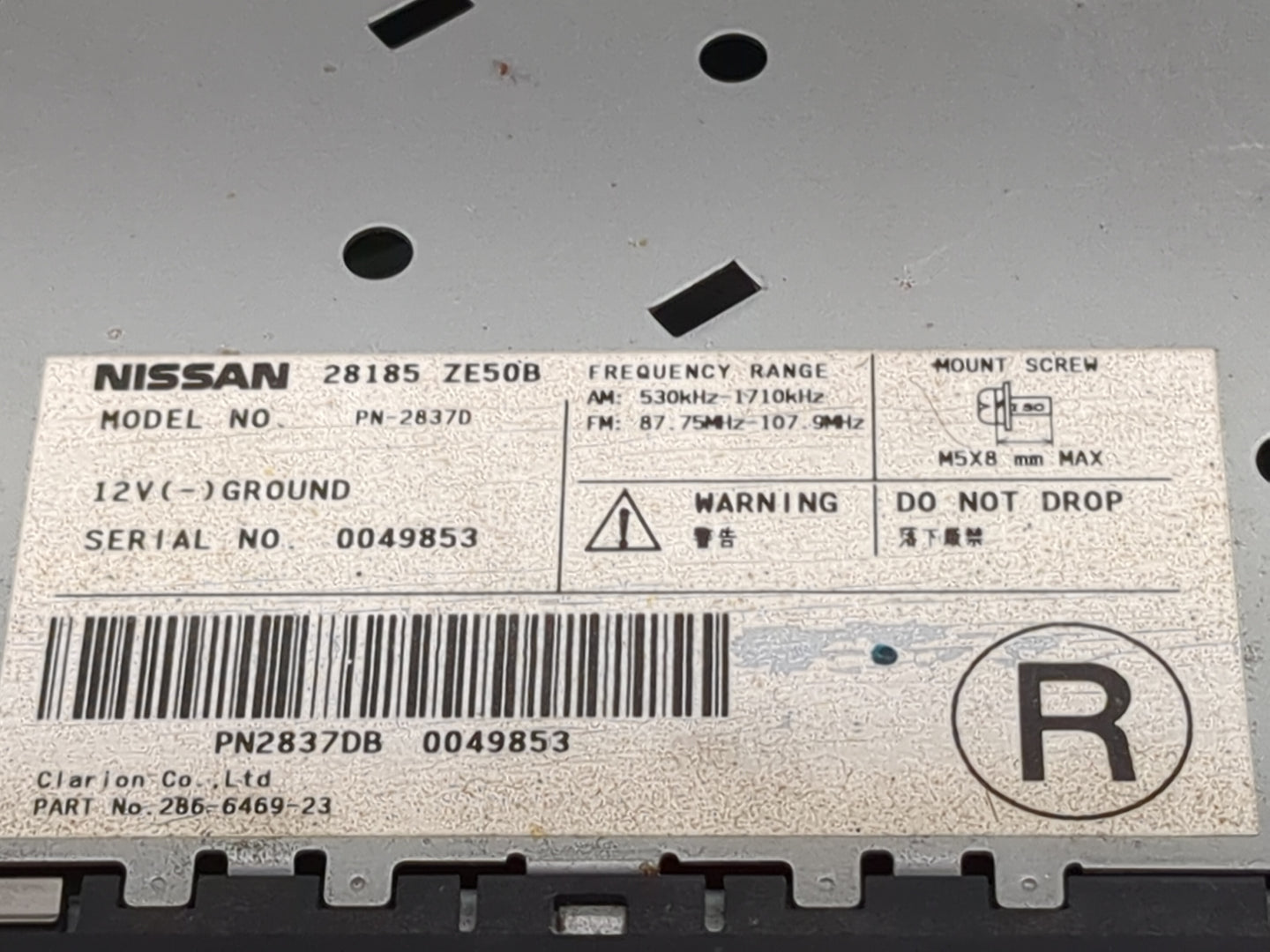 2008 Nissan Maxima Radio AM FM Cd Player Receiver Replacement P/N:28185 ZE50B PN-2837D, PN2837DB, 2B6-6469-23 Fits OEM Used 