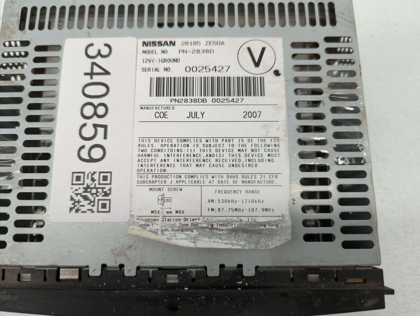 2008 Nissan Maxima Radio AM FM Cd Player Receiver Replacement P/N:28185 ZK30A 28185 ZE50A Fits OEM Used Auto Parts - Oemused