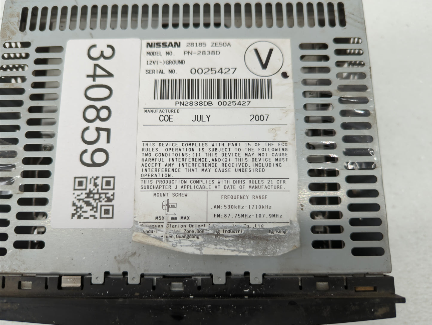 2008 Nissan Maxima Radio AM FM Cd Player Receiver Replacement P/N:28185 ZK30A 28185 ZE50A Fits OEM Used Auto Parts - Oemused