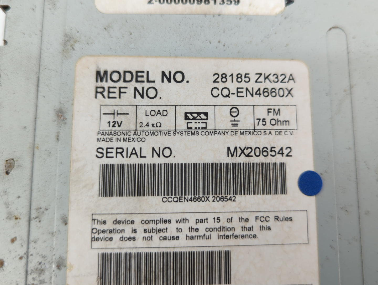 2008 Nissan Maxima Radio AM FM Cd Player Receiver Replacement P/N:28185 ZK32A Fits OEM Used Auto Parts - Oemusedautoparts1.c