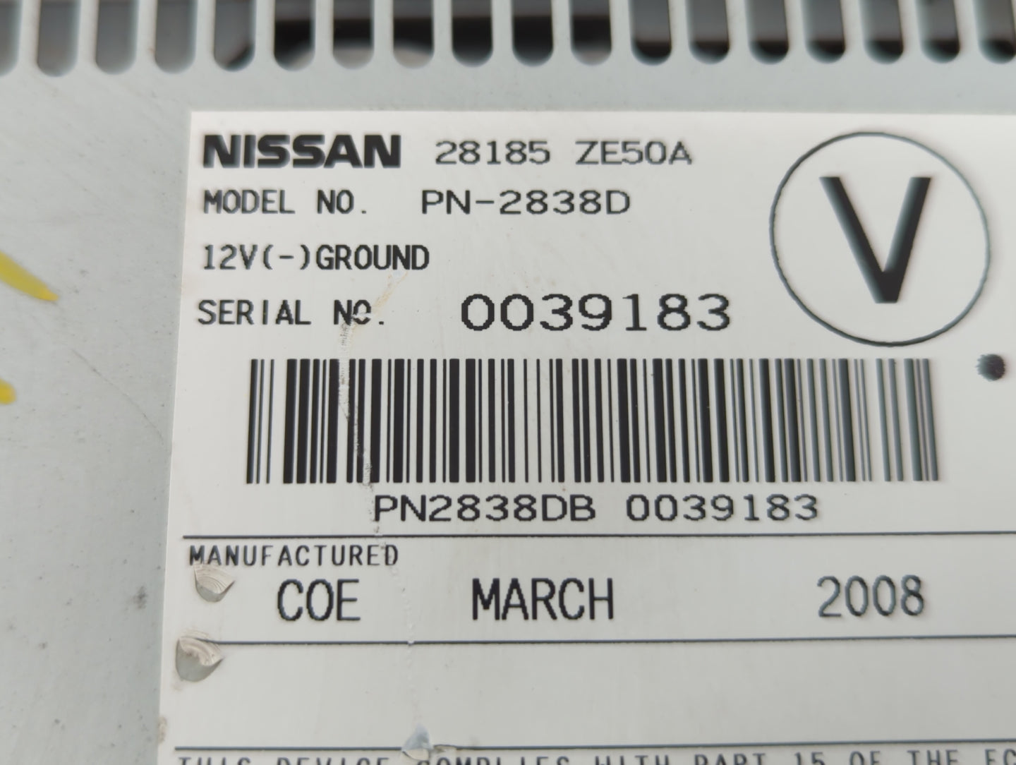 2008 Nissan Maxima Radio AM FM Cd Player Receiver Replacement P/N:28185 ZK30A 28185 ZE50A Fits OEM Used Auto Parts - Oemused
