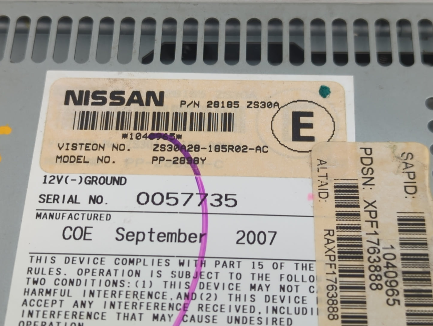 2008-2012 Nissan Pathfinder Radio AM FM Cd Player Receiver Replacement P/N:28185 ZS30A Fits Fits 2008 2009 2010 2011 2012 OE