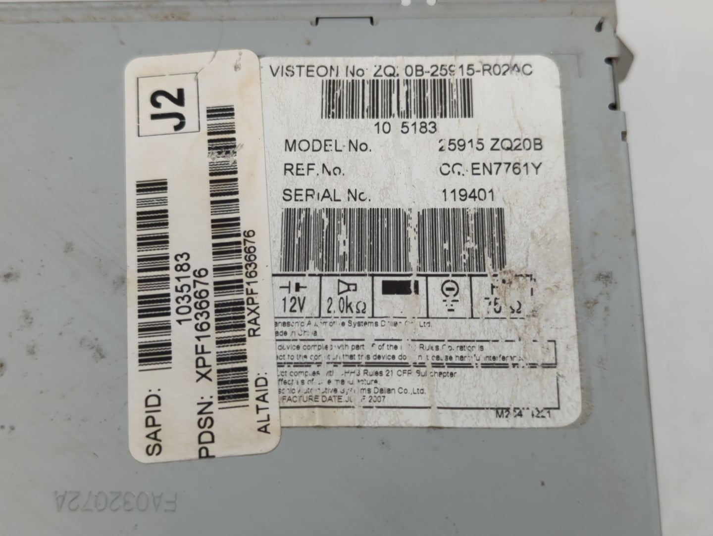2008-2012 Nissan Pathfinder Radio AM FM Cd Player Receiver Replacement P/N:25915 ZQ20B Fits Fits 2008 2009 2010 2011 2012 OE