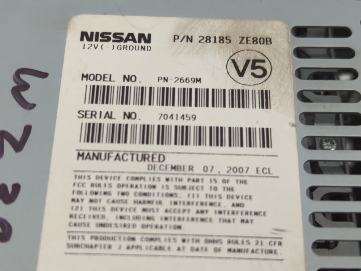2007-2008 Nissan Sentra Radio AM FM Cd Player Receiver Replacement P/N:28185 ZE80B Fits Fits 2007 2008 OEM Used Auto Parts -