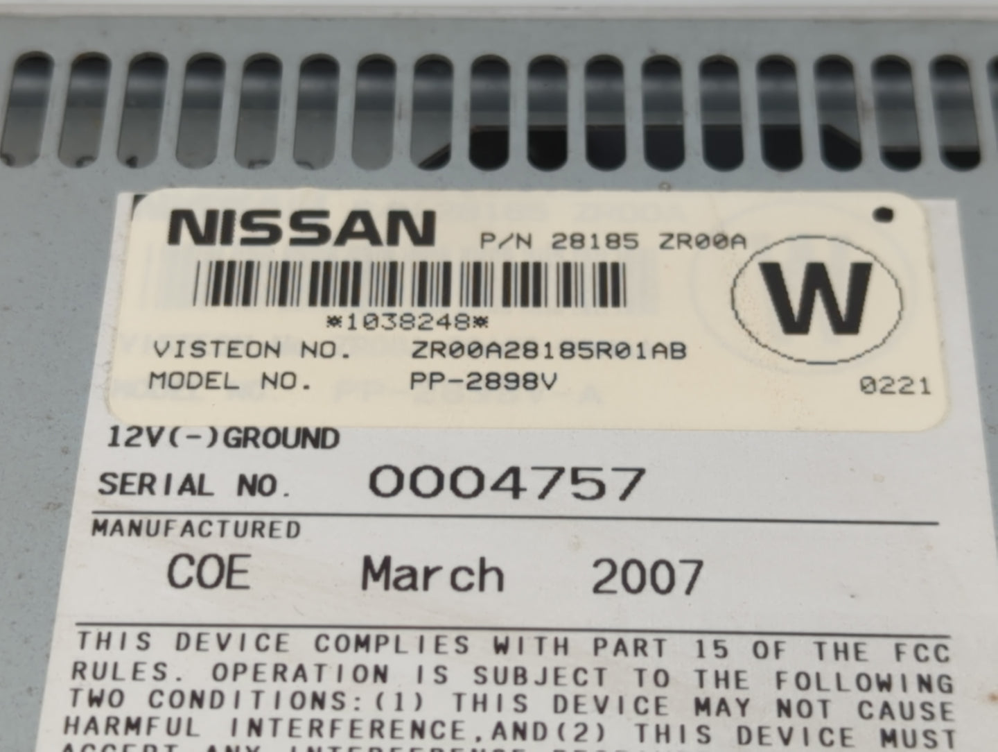 2008 Nissan Titan Radio AM FM Cd Player Receiver Replacement P/N:28185 ZR00A Fits OEM Used Auto Parts - Oemusedautoparts1.co