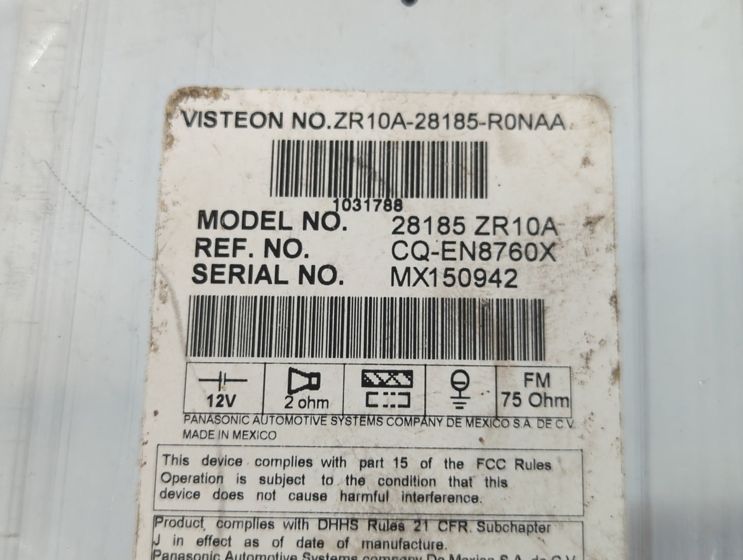 2008 Nissan Titan Radio AM FM Cd Player Receiver Replacement P/N:28185 R0NAA Fits OEM Used Auto Parts - Oemusedautoparts1.co