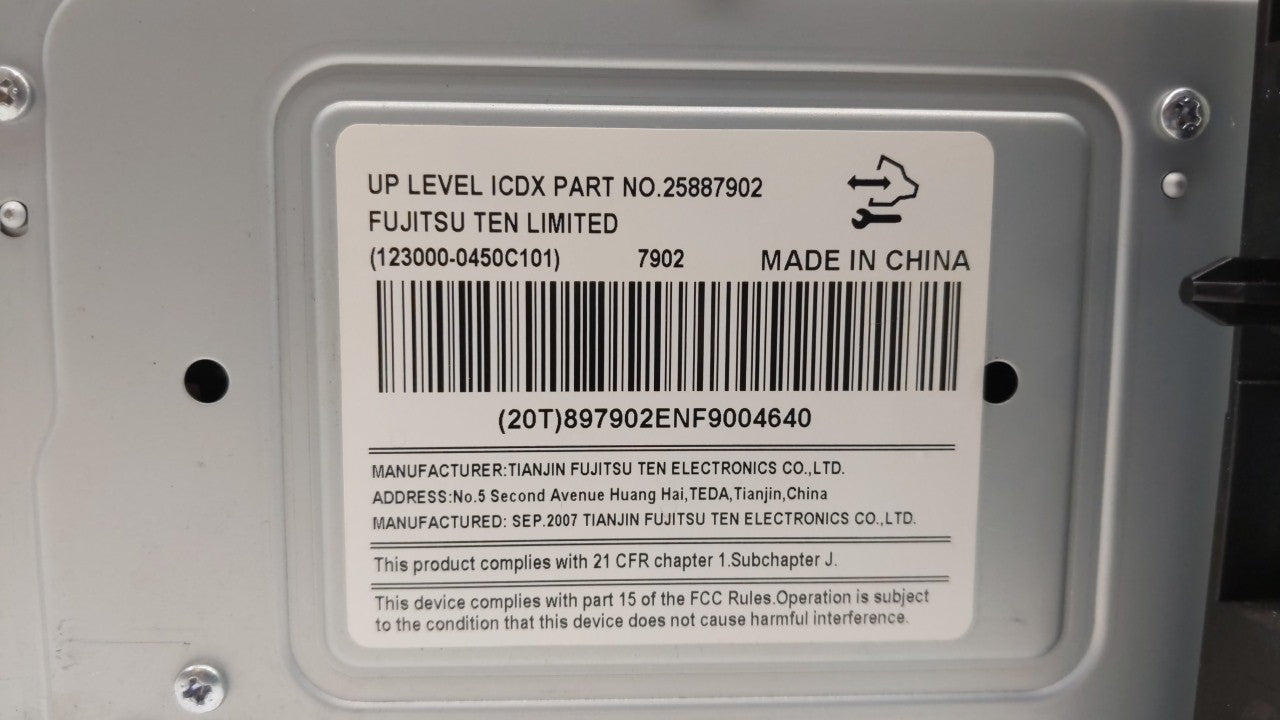 2008 Pontiac Torrent Radio AM FM Cd Player Receiver Replacement P/N:25887902 Fits OEM Used Auto Parts - Oemusedautoparts1.co