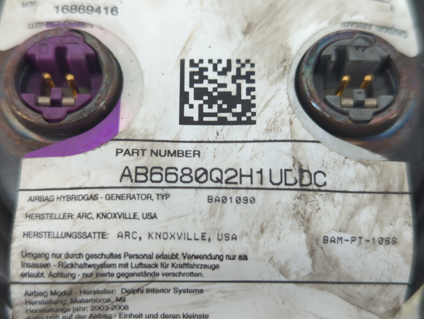 2007-2009 Saturn Aura Air Bag Driver Left Steering Wheel Mounted - Oemusedautoparts1.com