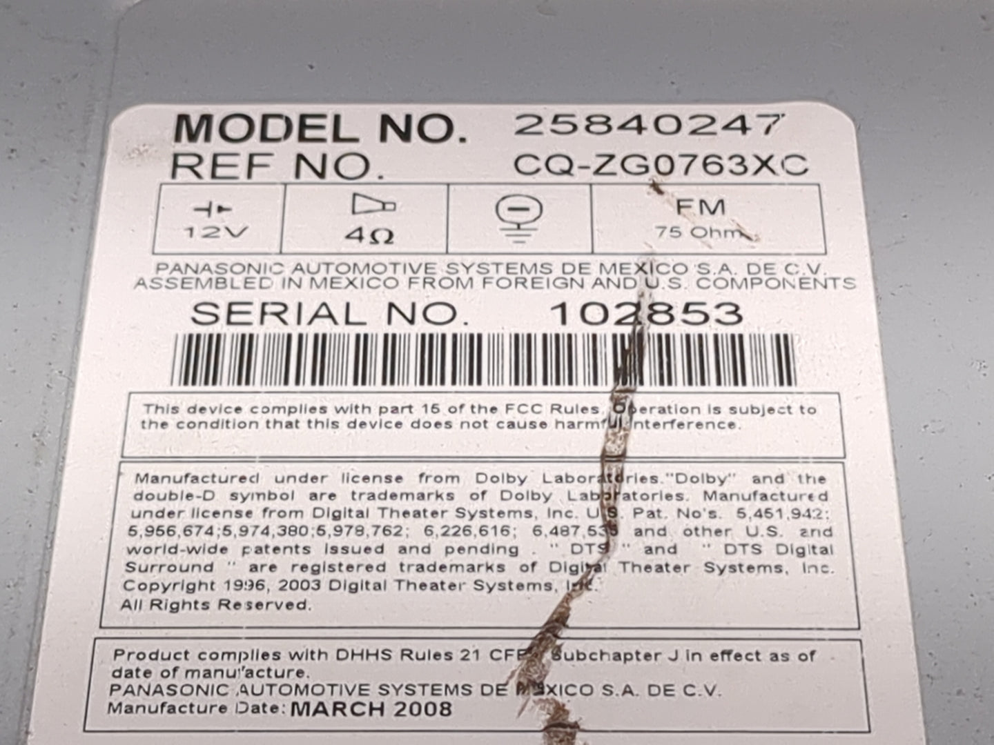2008 Saturn Outlook Radio AM FM Cd Player Receiver Replacement Fits OEM Used Auto Parts - Oemusedautoparts1.com
