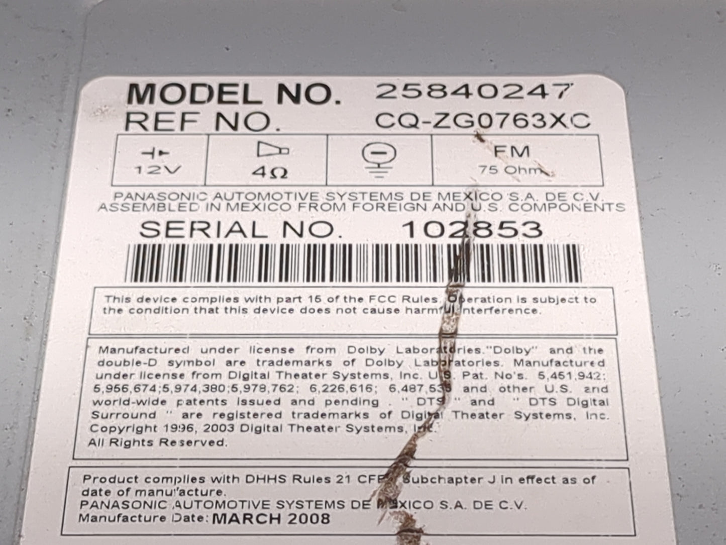 2008 Saturn Outlook Radio AM FM Cd Player Receiver Replacement Fits OEM Used Auto Parts - Oemusedautoparts1.com