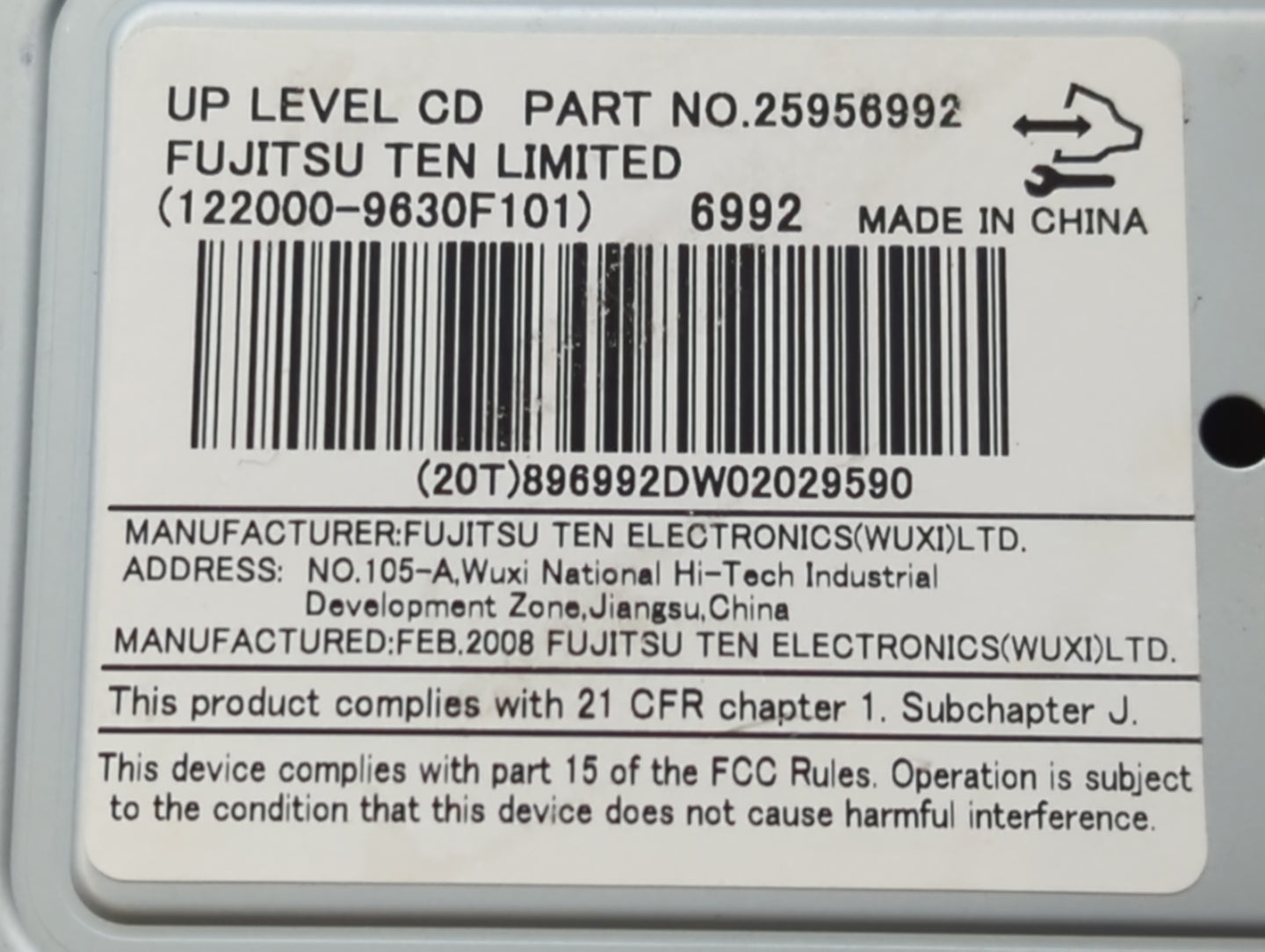 2008-2008 Saturn Vue Am Fm Cd Player Radio Receiver - Oemusedautoparts1.com