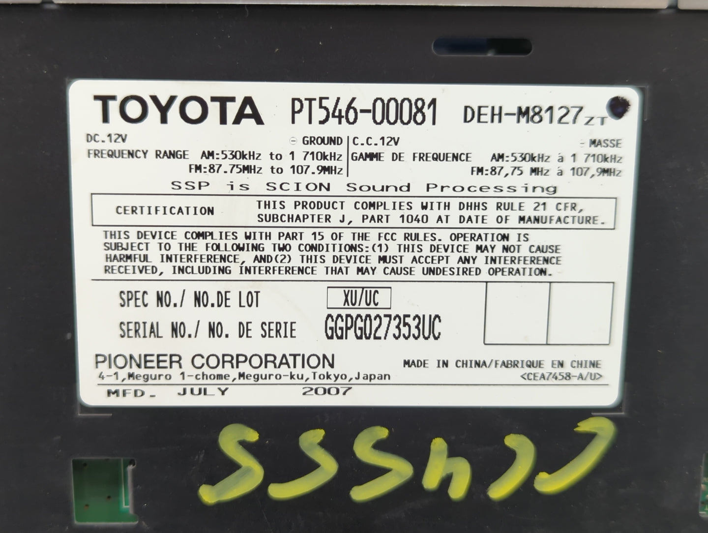2008-2014 Scion Xb Radio AM FM Cd Player Receiver Replacement P/N:PT546-00081 Fits OEM Used Auto Parts - Oemusedautoparts1.c