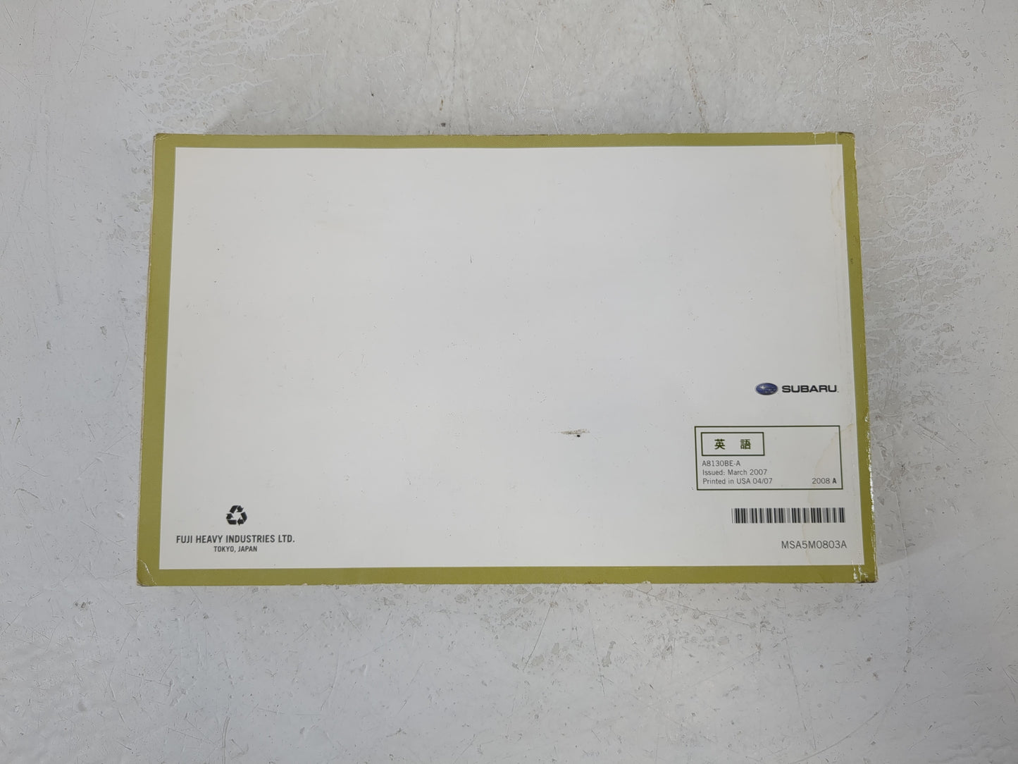 2008 Subaru Forester Owners Manual Book Guide P/N:MSA5M0803A OEM Used Auto Parts - Oemusedautoparts1.com