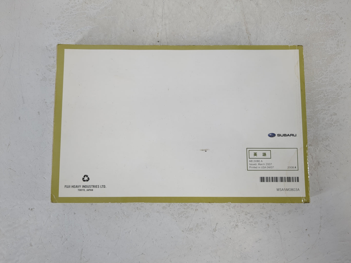 2008 Subaru Forester Owners Manual Book Guide P/N:MSA5M0803A OEM Used Auto Parts - Oemusedautoparts1.com