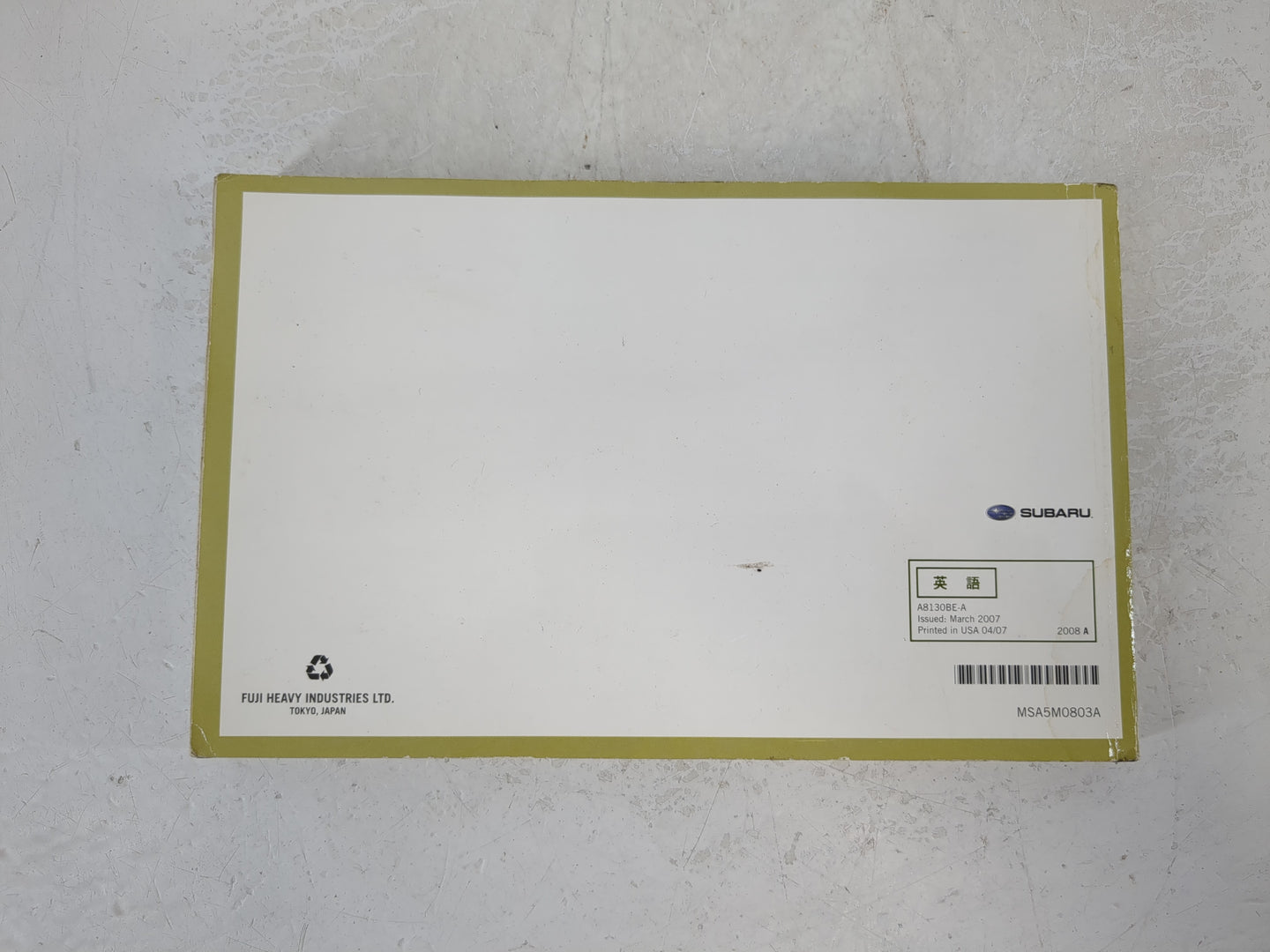 2008 Subaru Forester Owners Manual Book Guide P/N:MSA5M0803A OEM Used Auto Parts - Oemusedautoparts1.com