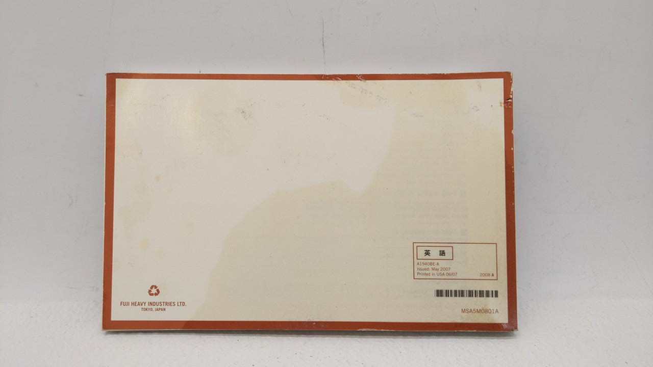 2008 Subaru Impreza Owners Manual Book Guide OEM Used Auto Parts - Oemusedautoparts1.com