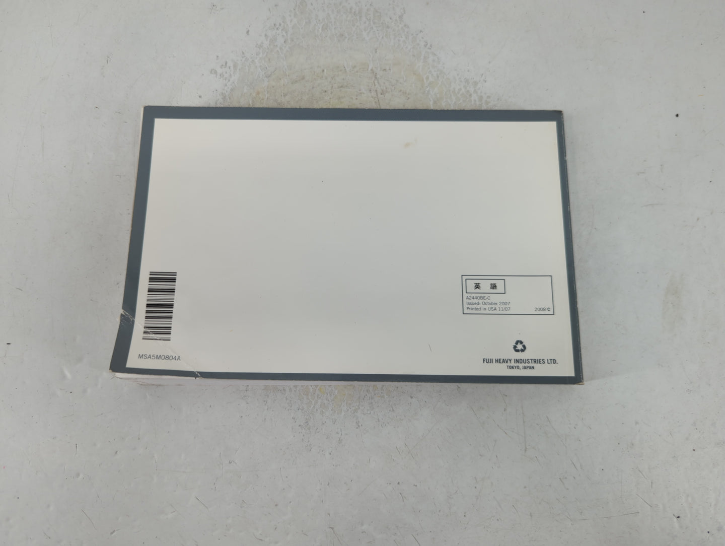 2008 Subaru Legacy Owners Manual Book Guide P/N:MSA5M0804A OEM Used Auto Parts - Oemusedautoparts1.com