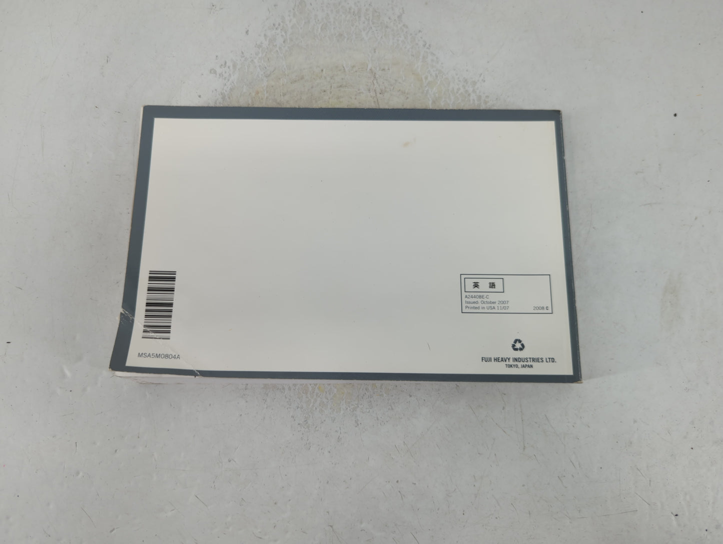 2008 Subaru Legacy Owners Manual Book Guide P/N:MSA5M0804A OEM Used Auto Parts - Oemusedautoparts1.com