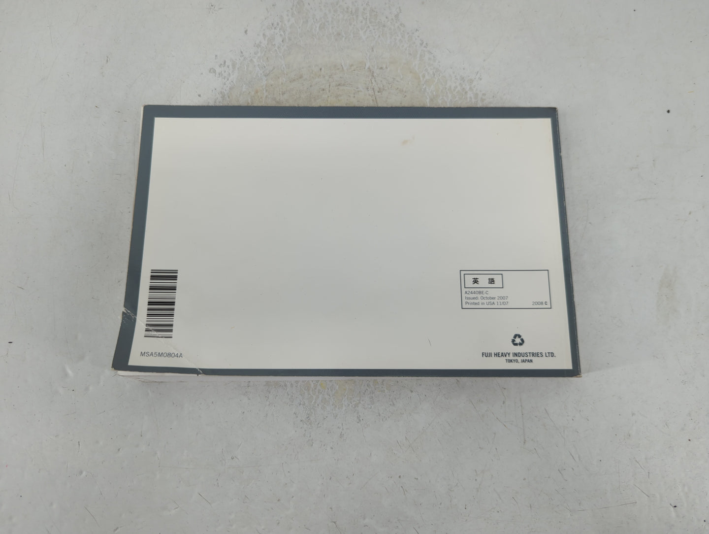 2008 Subaru Legacy Owners Manual Book Guide P/N:MSA5M0804A OEM Used Auto Parts - Oemusedautoparts1.com