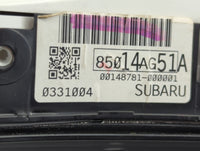 2008 Subaru Legacy Instrument Cluster Speedometer Gauges P/N:85014AG51A Fits OEM Used Auto Parts - Oemusedautoparts1.com