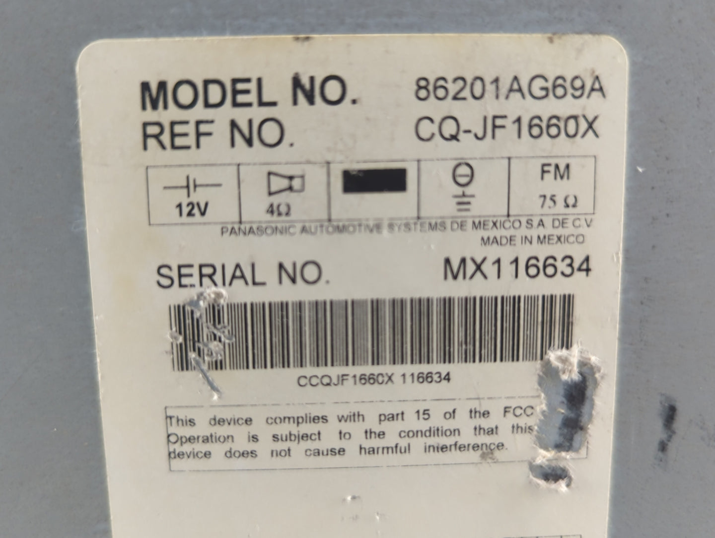 2007-2009 Subaru Legacy Radio AM FM Cd Player Receiver Replacement P/N:86201AG72A 86201AG69B, 86201AG69A Fits Fits 2007 2008