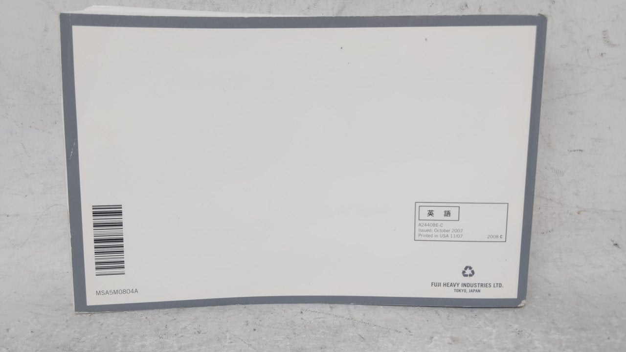 2008 Subaru Legacy Owners Manual Book Guide OEM Used Auto Parts - Oemusedautoparts1.com