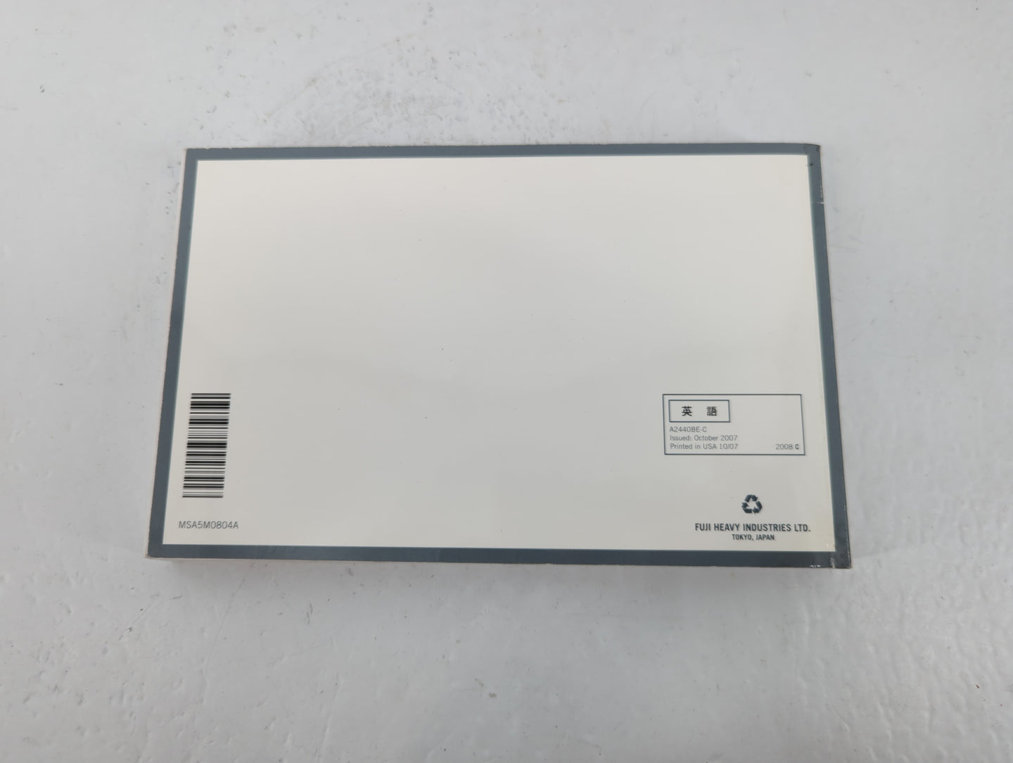 2008 Subaru Legacy Owners Manual Book Guide P/N:MSA5M0804A OEM Used Auto Parts - Oemusedautoparts1.com