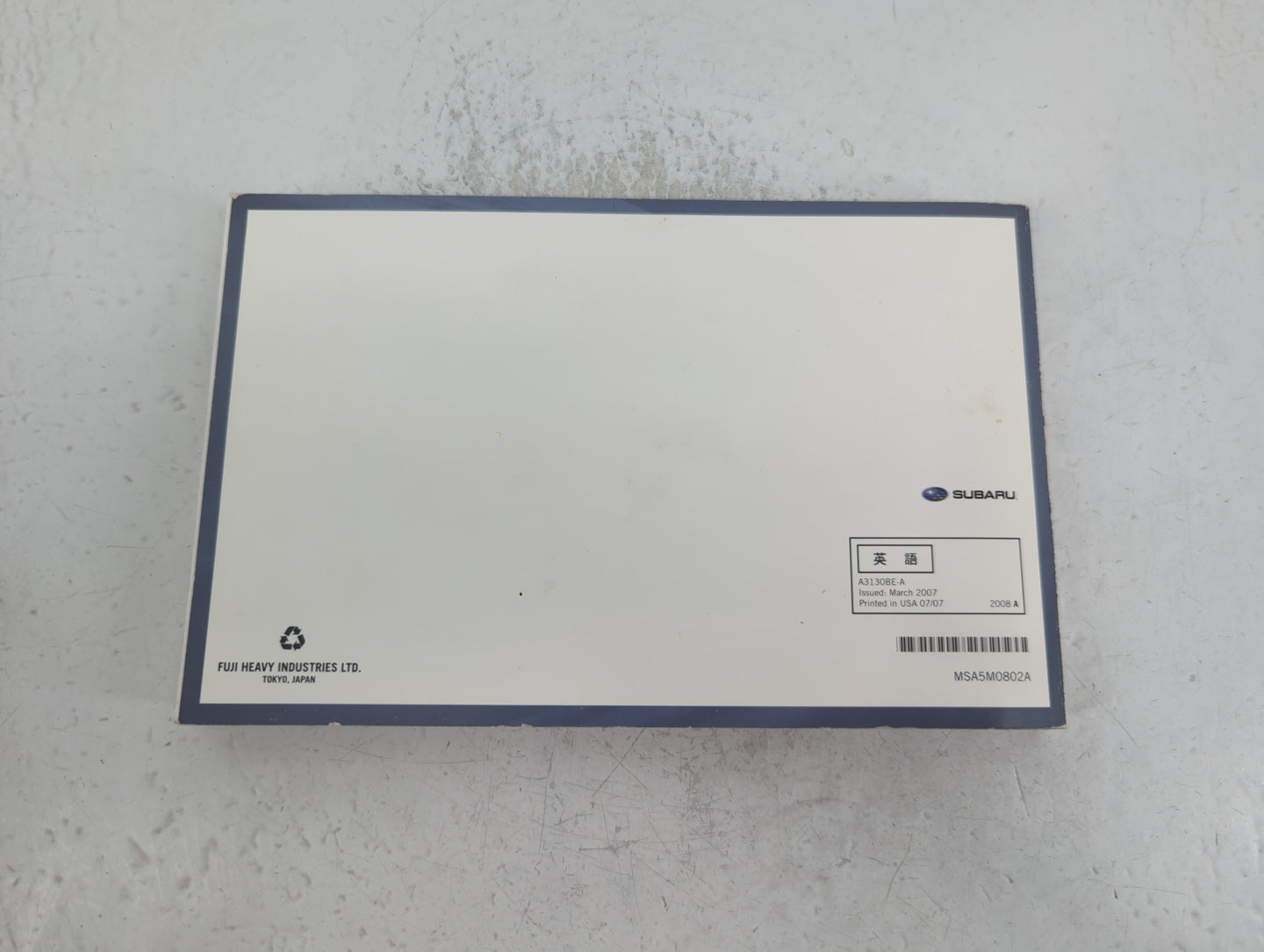 2008 Subaru Tribeca Owners Manual Book Guide P/N:A3130BE-A MSA5M0802A OEM Used Auto Parts - Oemusedautoparts1.com