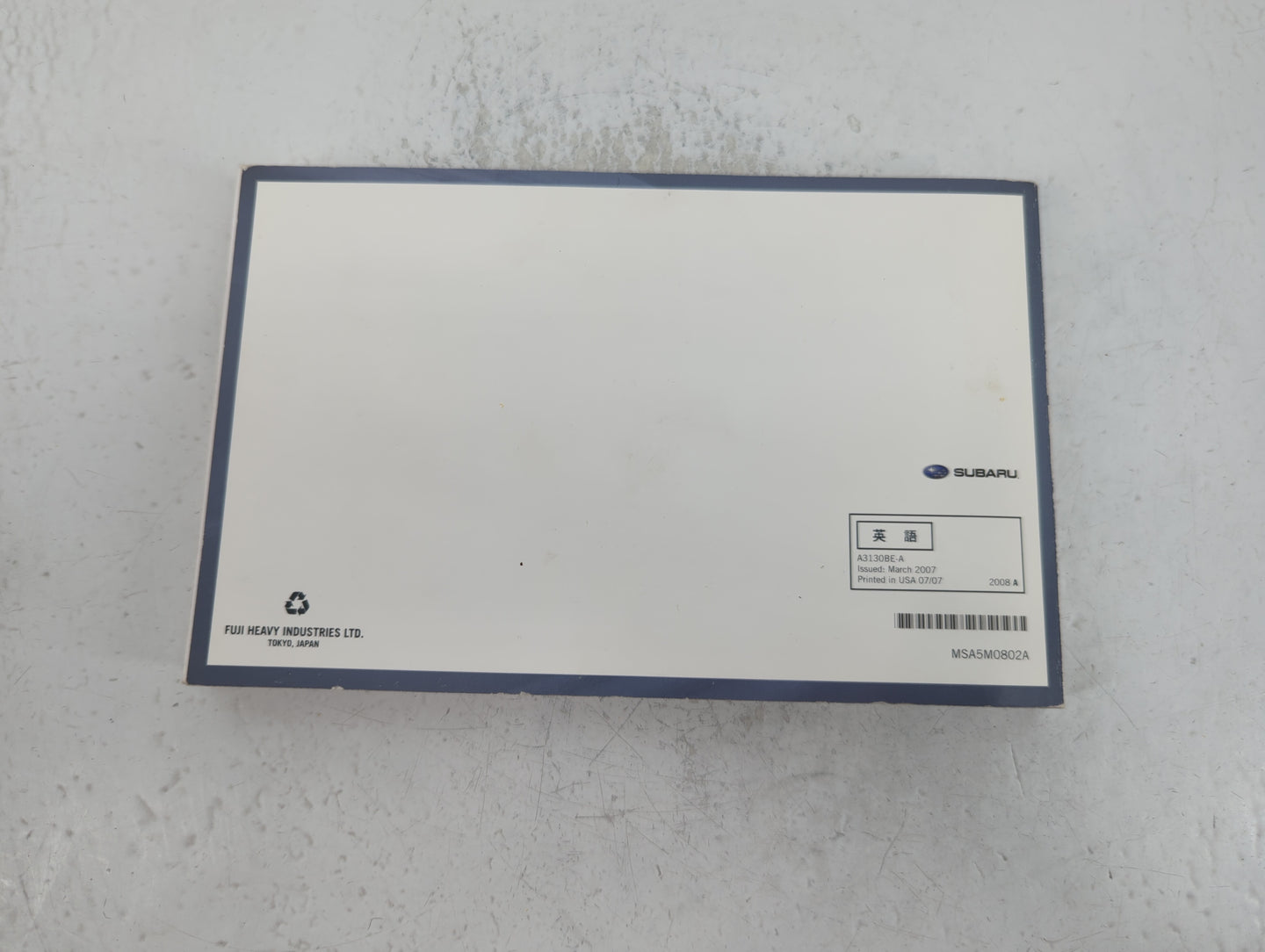 2008 Subaru Tribeca Owners Manual Book Guide P/N:A3130BE-A MSA5M0802A OEM Used Auto Parts - Oemusedautoparts1.com
