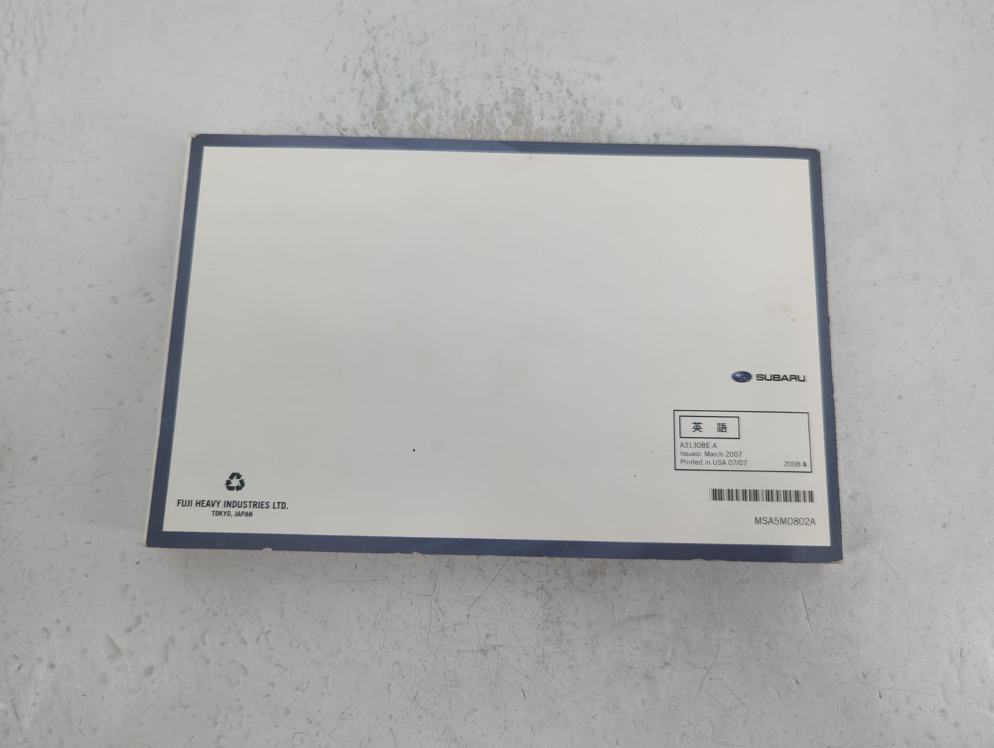 2008 Subaru Tribeca Owners Manual Book Guide P/N:A3130BE-A MSA5M0802A OEM Used Auto Parts - Oemusedautoparts1.com