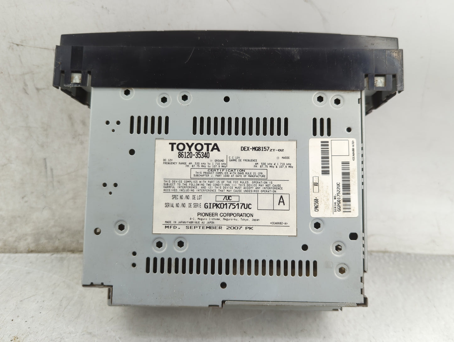 2006-2009 Toyota 4runner Radio AM FM Cd Player Receiver Replacement P/N:86120-35340 DEX-MG8157ZT-02 Fits Fits 2006 2007 2008