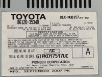2006-2009 Toyota 4runner Radio AM FM Cd Player Receiver Replacement P/N:86120-35340 DEX-MG8157ZT-02 Fits Fits 2006 2007 2008