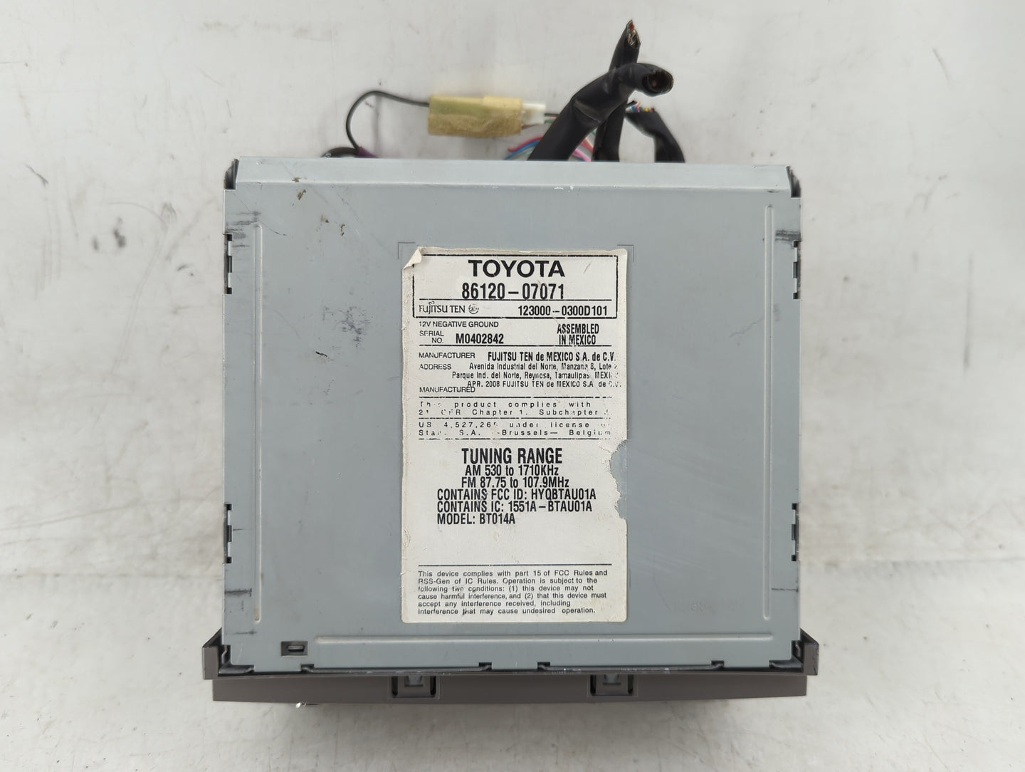 2008-2010 Toyota Avalon Radio AM FM Cd Player Receiver Replacement P/N:86120-07071 Fits Fits 2008 2009 2010 OEM Used Auto Pa