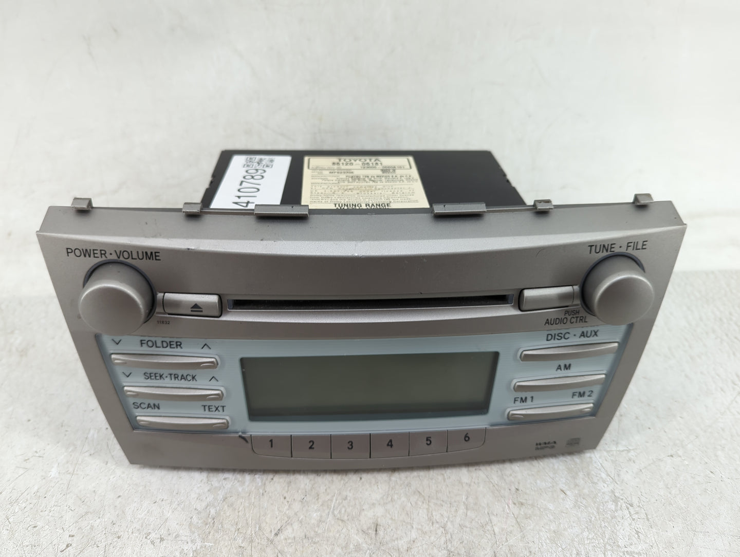 2007-2009 Toyota Camry Radio AM FM Cd Player Receiver Replacement P/N:86120-06181 Fits Fits 2007 2008 2009 OEM Used Auto Par
