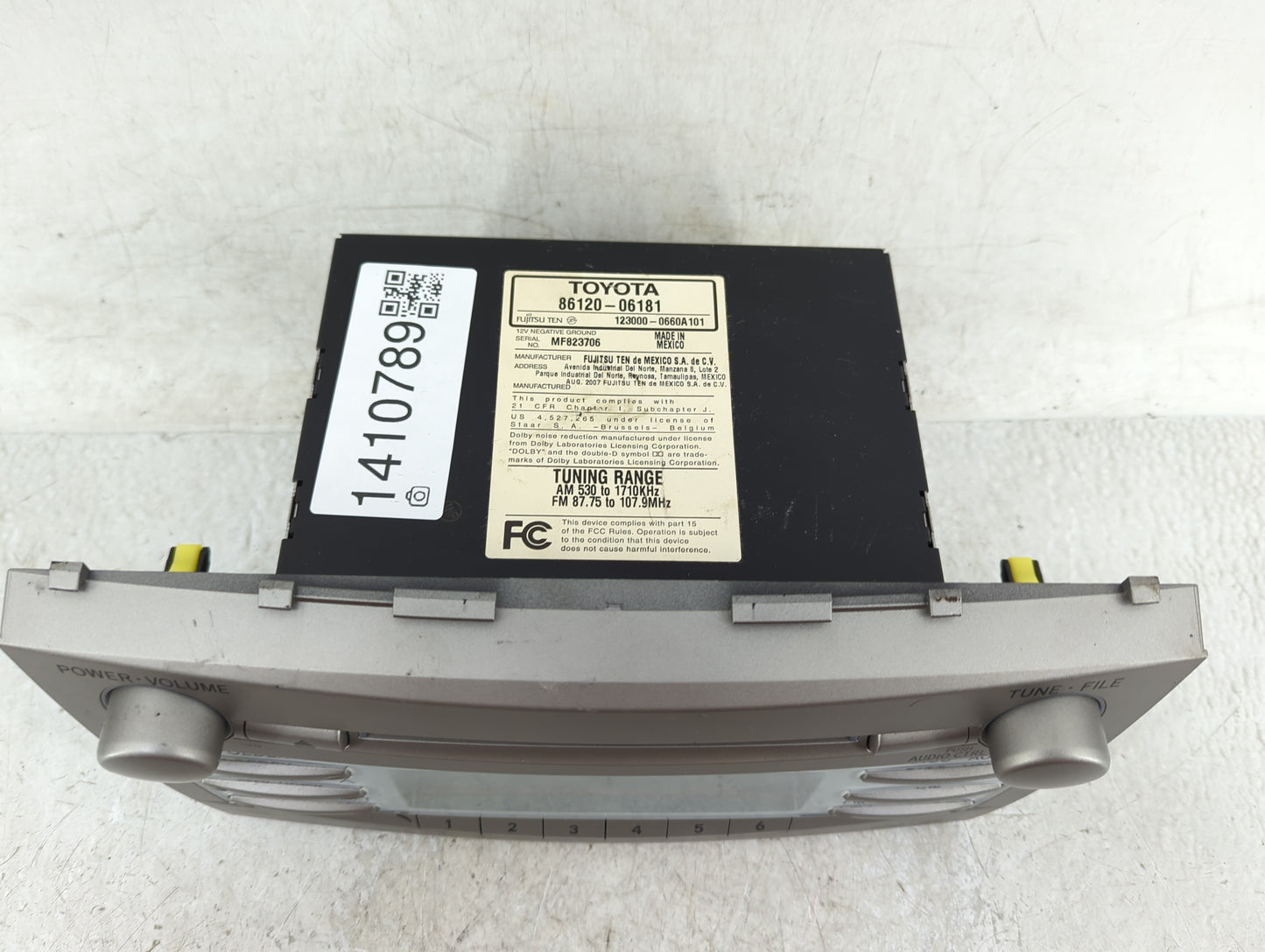 2007-2009 Toyota Camry Radio AM FM Cd Player Receiver Replacement P/N:86120-06181 Fits Fits 2007 2008 2009 OEM Used Auto Par