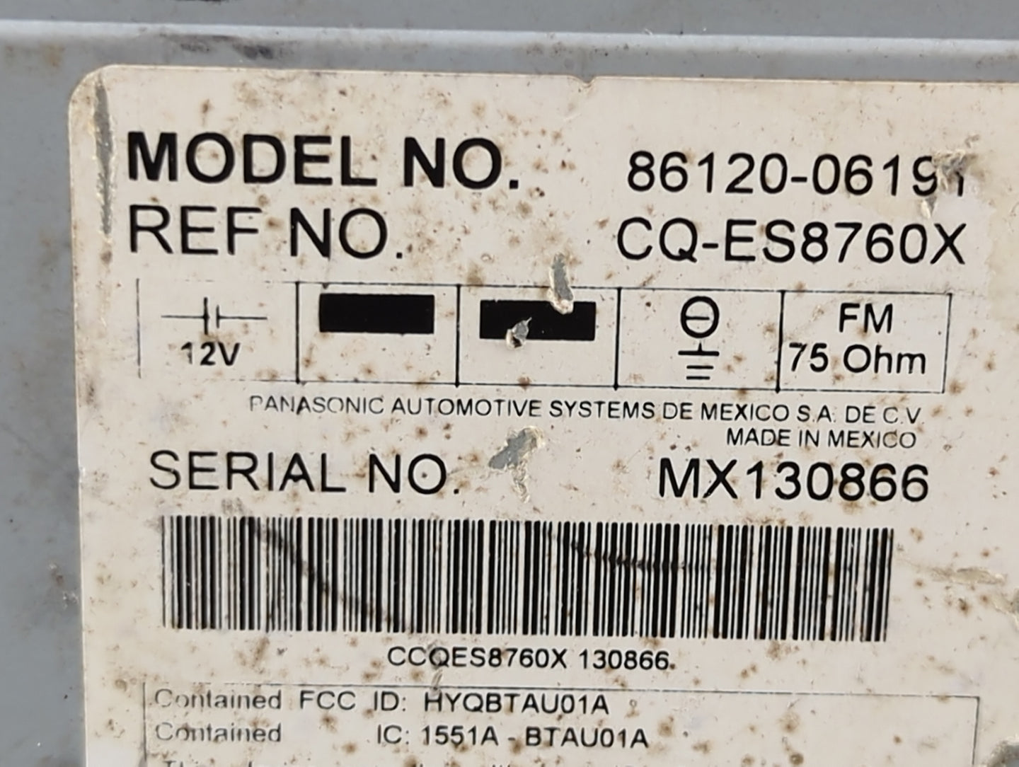 2007-2009 Toyota Camry Radio AM FM Cd Player Receiver Replacement P/N:86120-06191 CQ-ES8760X, HYQBTAU01A Fits Fits 2007 2008