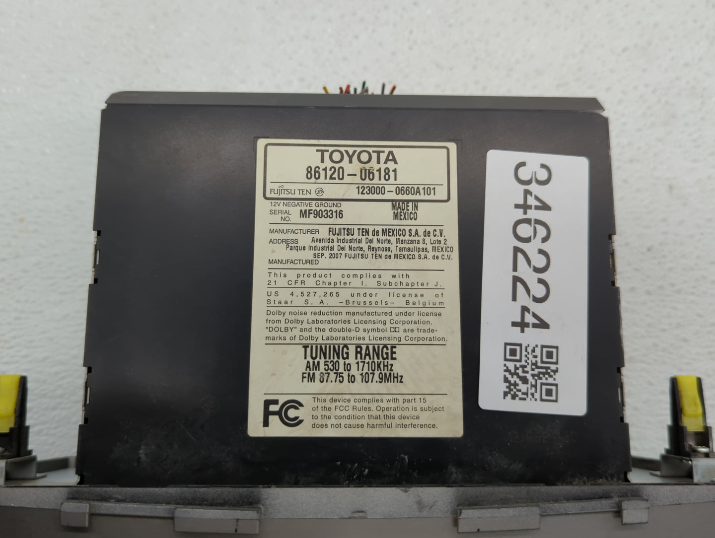 2007-2009 Toyota Camry Am Fm Cd Player Radio Receiver - Oemusedautoparts1.com