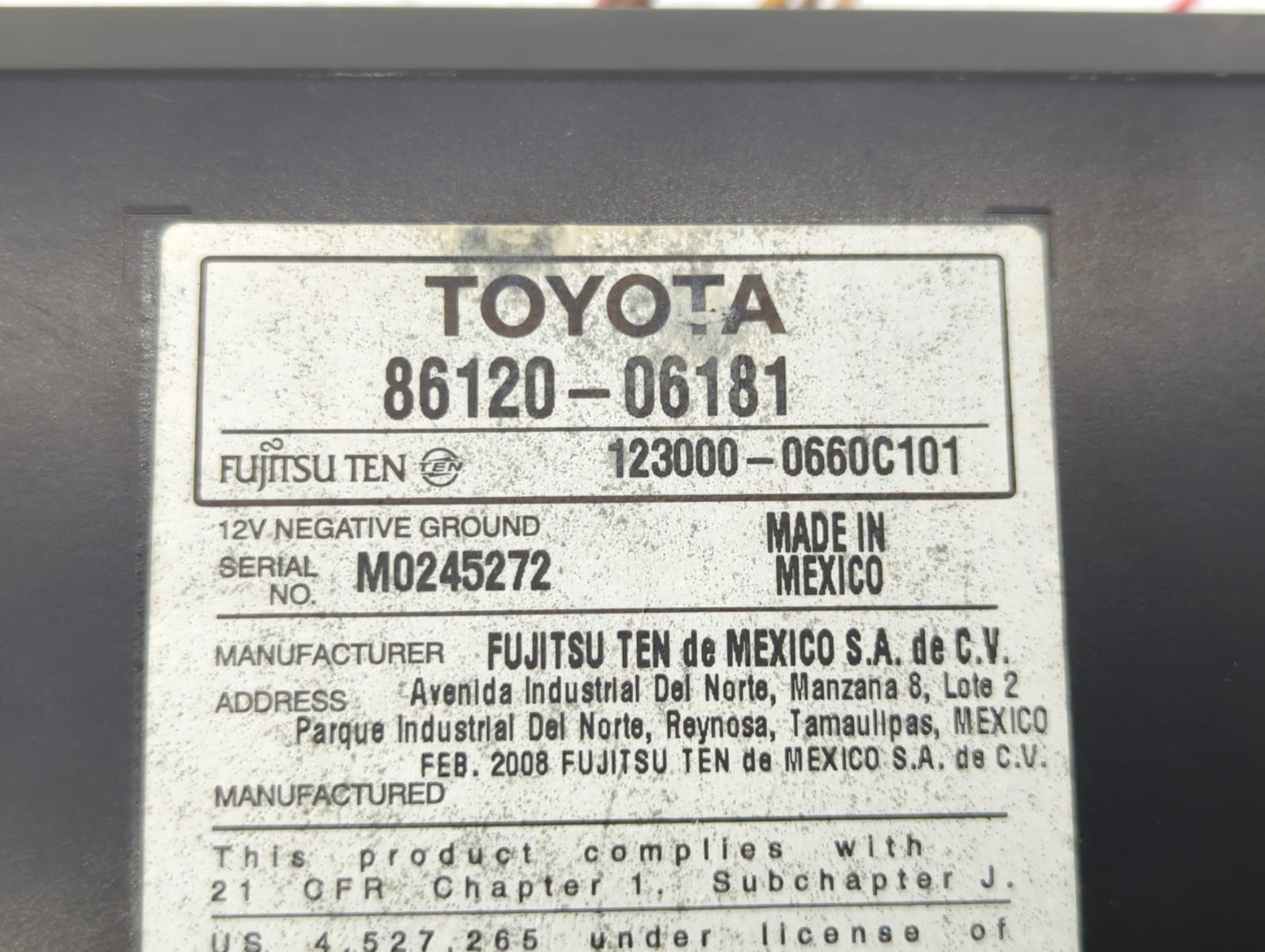 2007-2009 Toyota Camry Radio AM FM Cd Player Receiver Replacement P/N:86120-06182 86120-33890 Fits Fits 2007 2008 2009 OEM U
